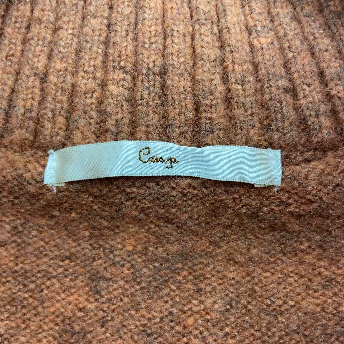 レディース ニット セーター ハーフジップ　ハイネック　サーモンオレンジ系