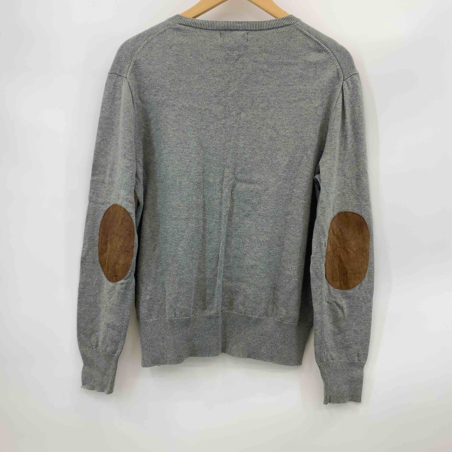 POLO RALPH LAUREN ポロラルフローレン Vネック　グレー　サイズXL　メンズ ニット/セーター　肘あて付き