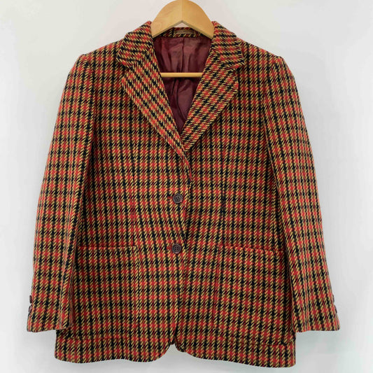 ヴィンテージ　MOCROYAL　赤　千鳥格子　レディース テーラードジャケット　ボックススカートセットアップ