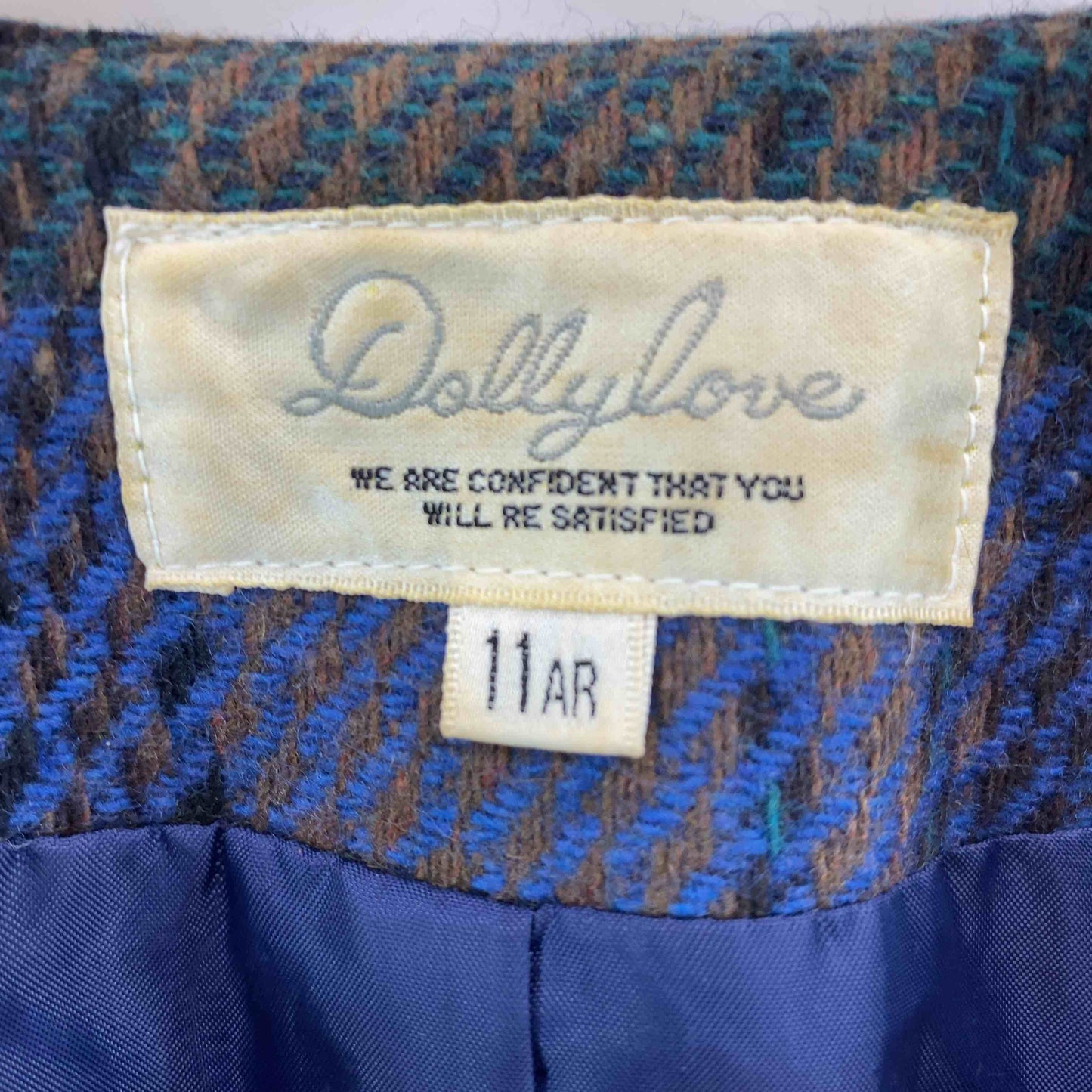 Dolly love  レディース セットアップ ノーカラージャケット タイトスカート チェック柄 ブルーグリーン系