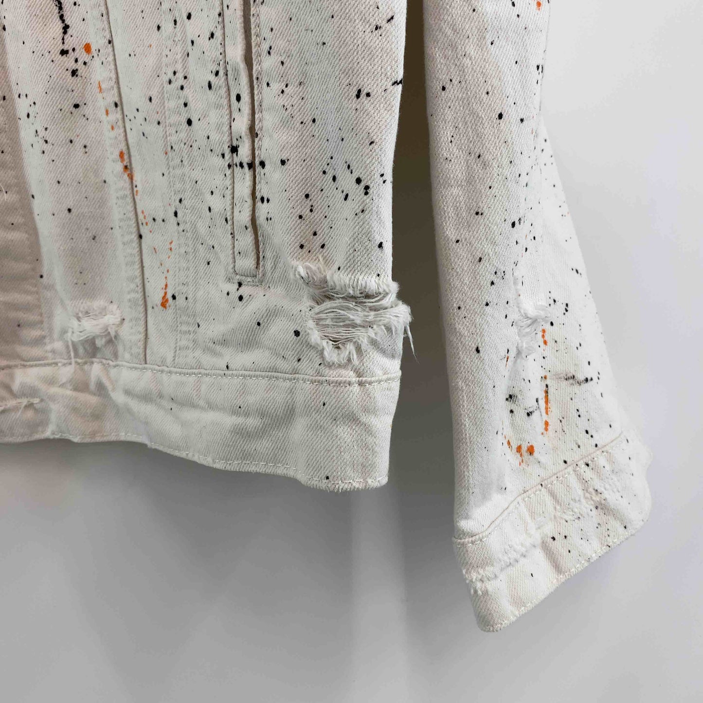 ZARA ザラ メンズ Gジャン/デニムジャケット ホワイトデニム ペイント
