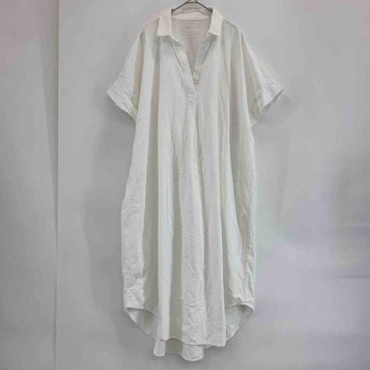 レディース シャツワンピース スキッパーカラー 白