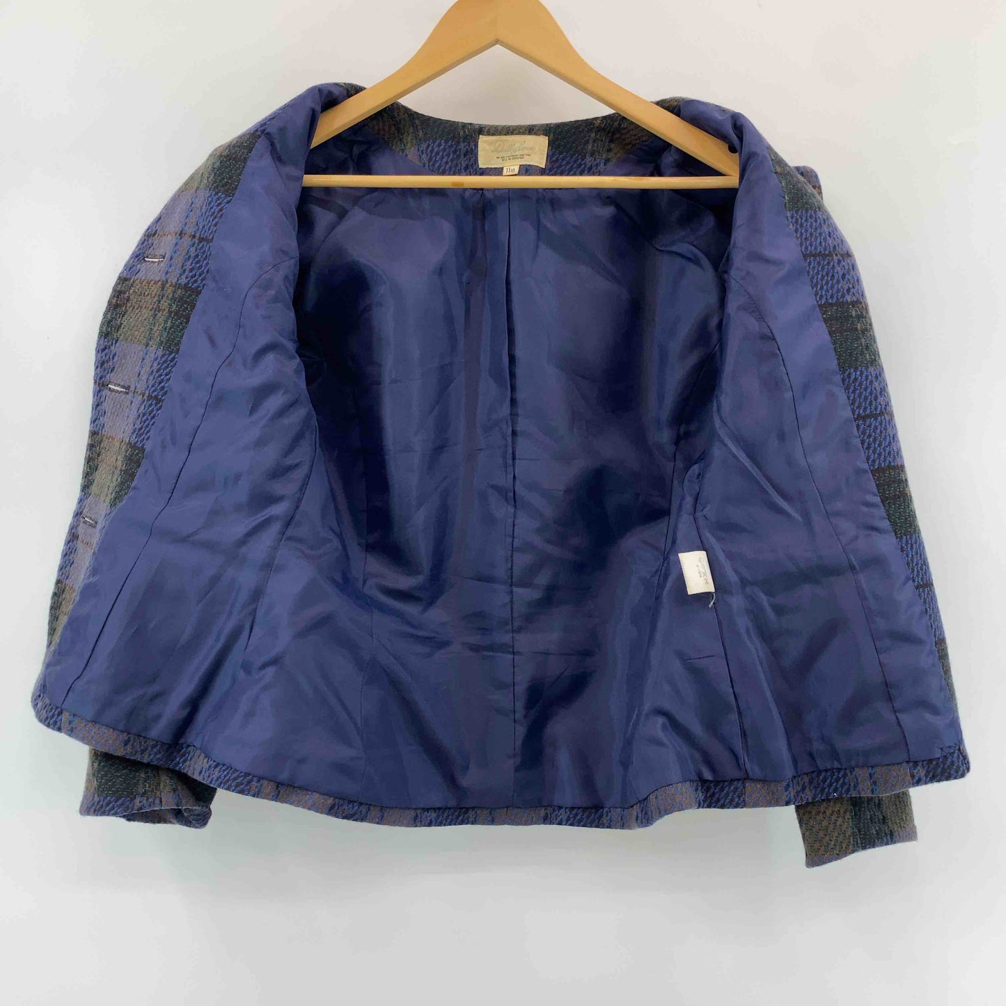 Dolly love  レディース セットアップ ノーカラージャケット タイトスカート チェック柄 ブルーグリーン系