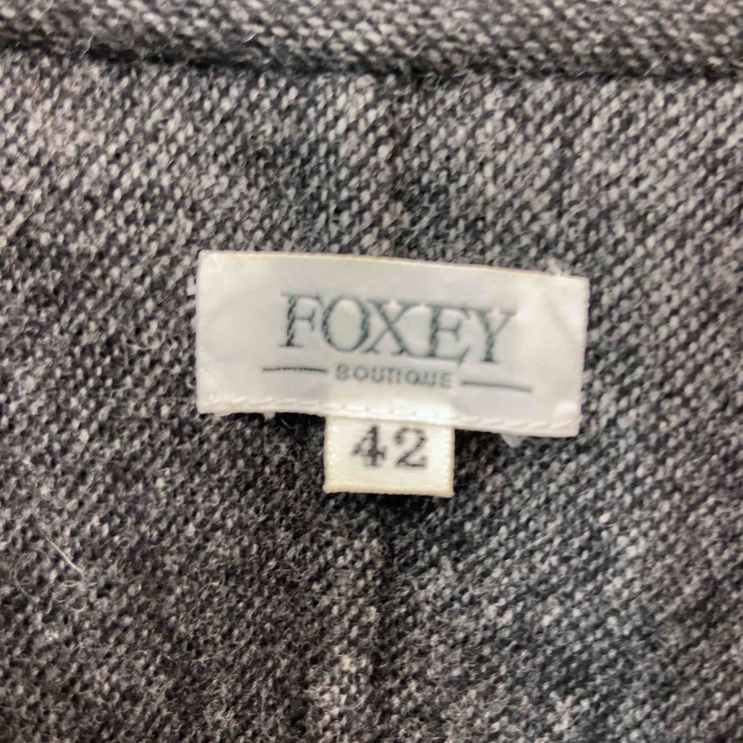 FOXEY (NEWYORK) フォクシーニューヨーク レディース ステンカラージャケット ウール混 チャコールグレー フリンジ フルジップ