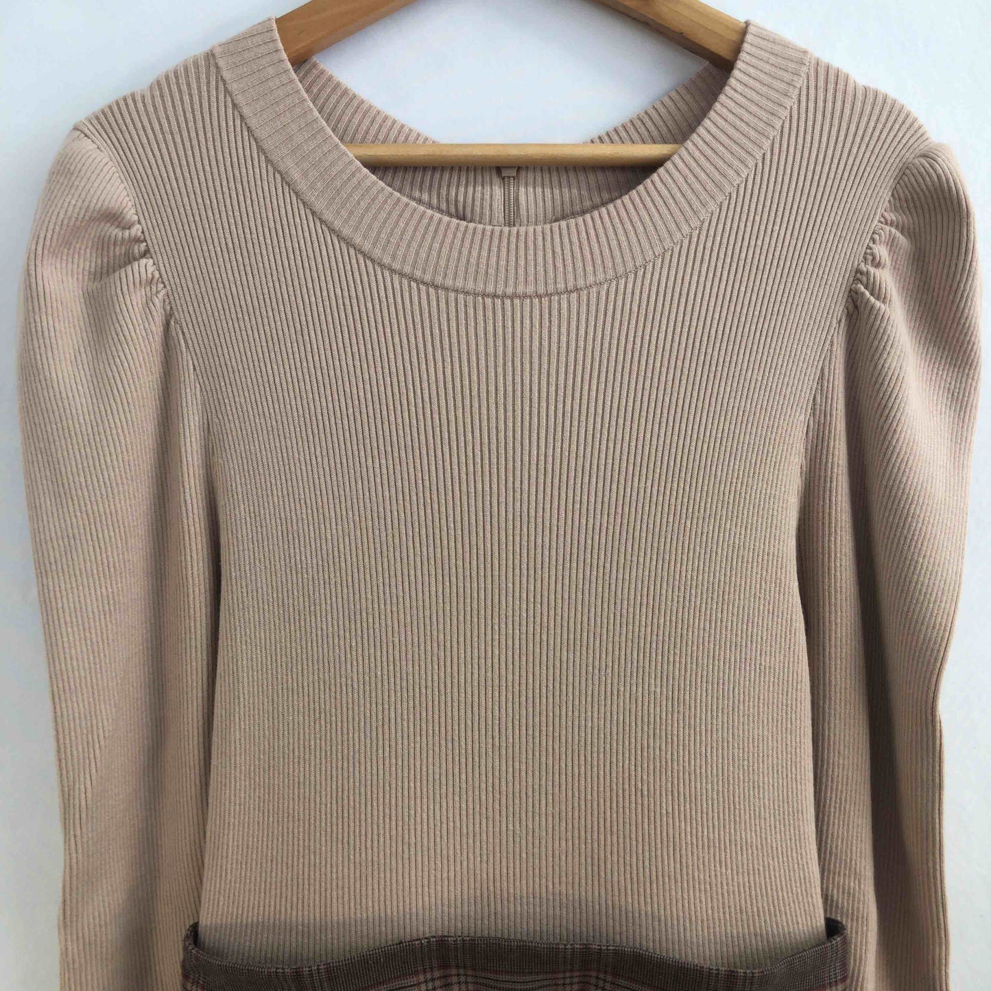 JILLSTUART ジルスチュアート レディース 長袖ロングワンピース ブラウン チェック柄 tk