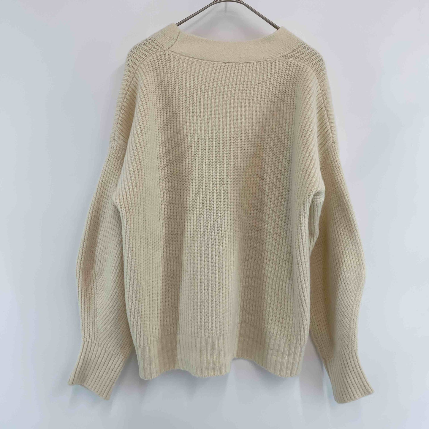 ノーブランド オフホワイト 無地 ニットカーディガン シンプル レディース カーディガン