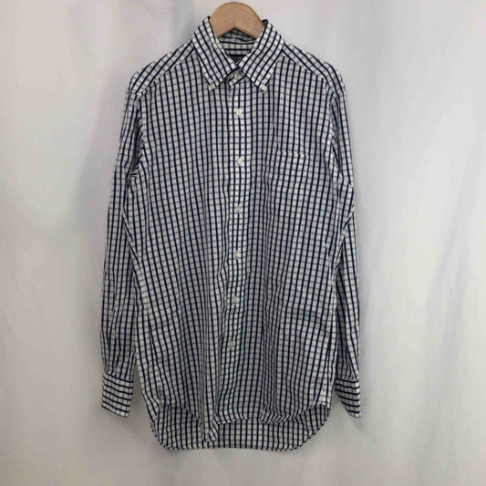 鎌倉ｼｬﾂ カマクラシャツ メンズ 長袖シャツ 白紺 チェック柄 tk