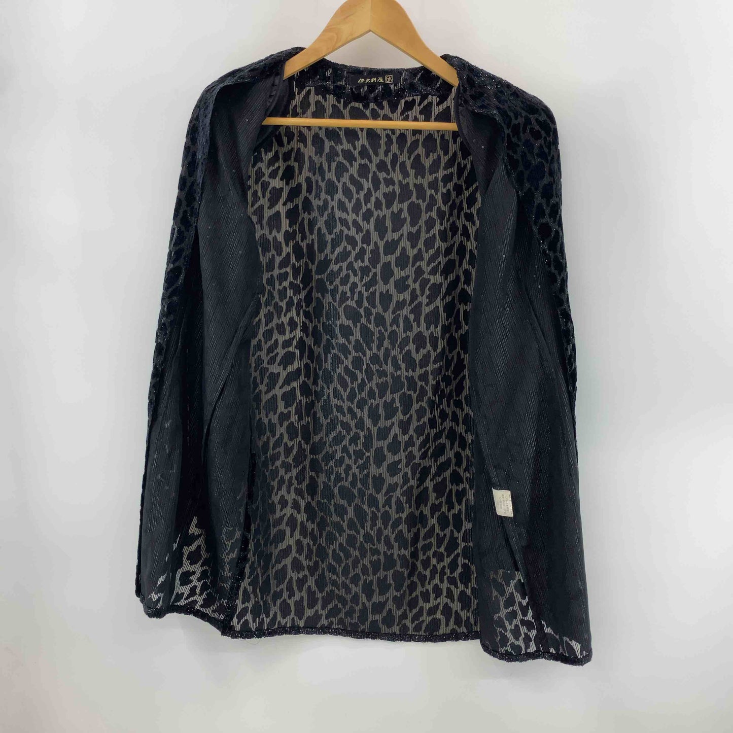 伊太利屋 イタリヤ レディース ノーカラージャケット 黒 シースルー