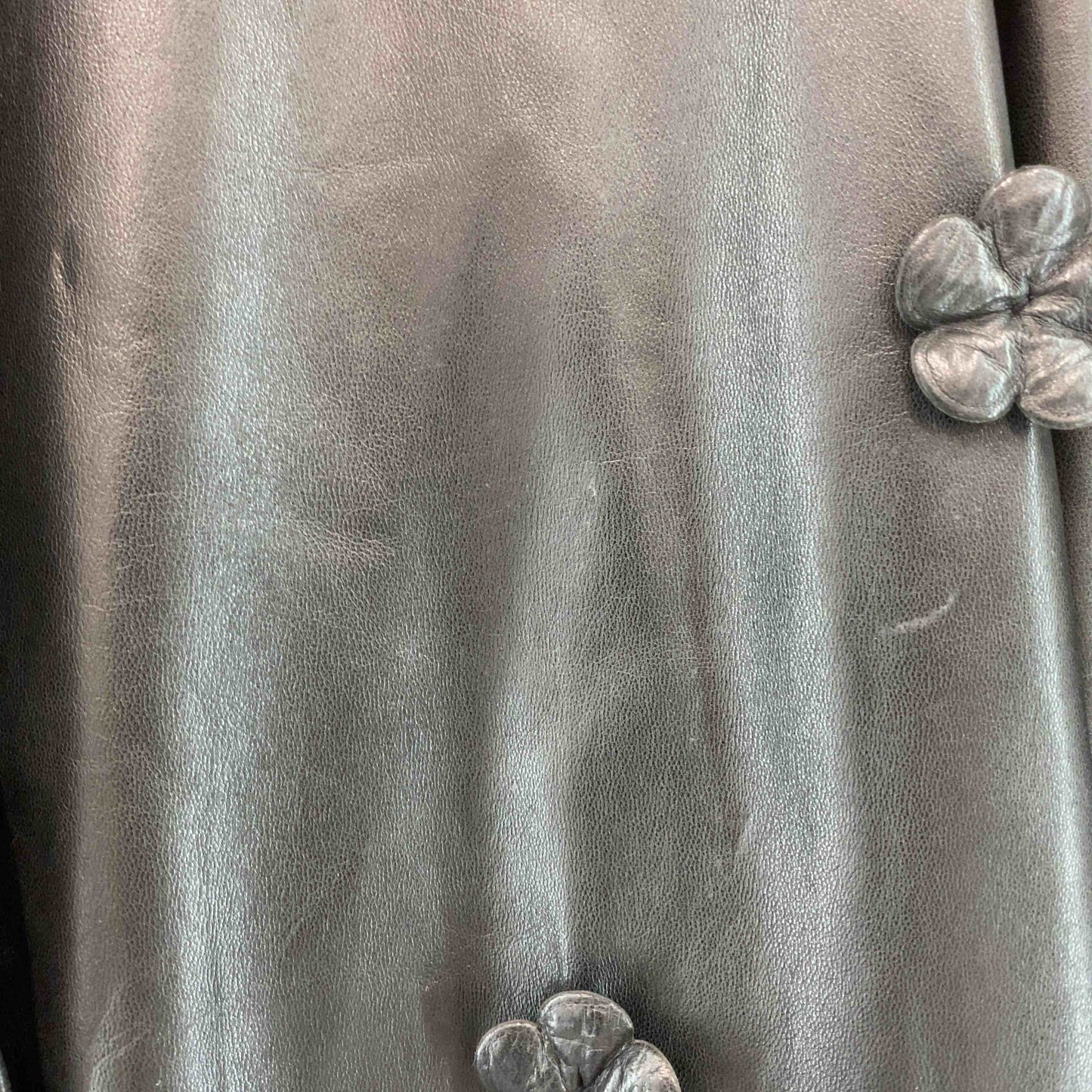 レディース レザージャケット ブラック　ファー　花装飾