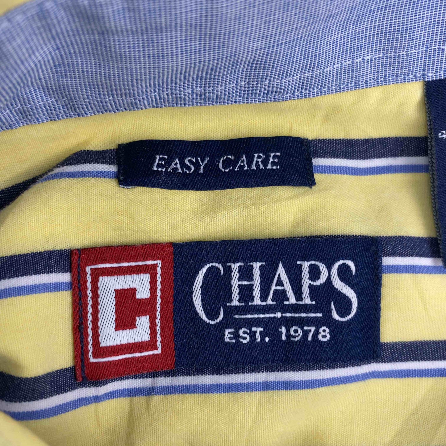 CHAPS RALPH LAUREN チャップスラルフローレン メンズ 長袖シャツ　ボタンダウン　ストライプ　ロゴ刺繍　イエロー