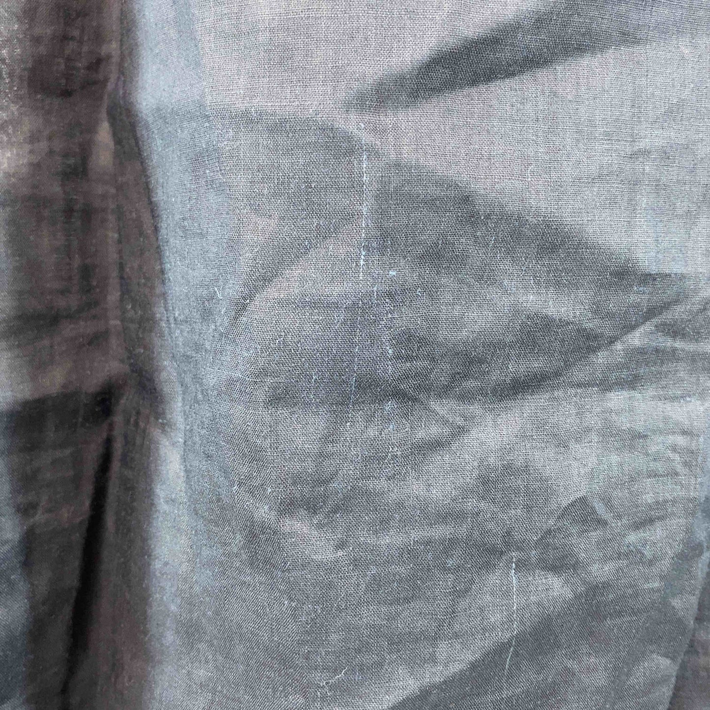 TESS レディース 長袖シャツ　ブラウス　麻100％　スタンドカラー　ネイビー