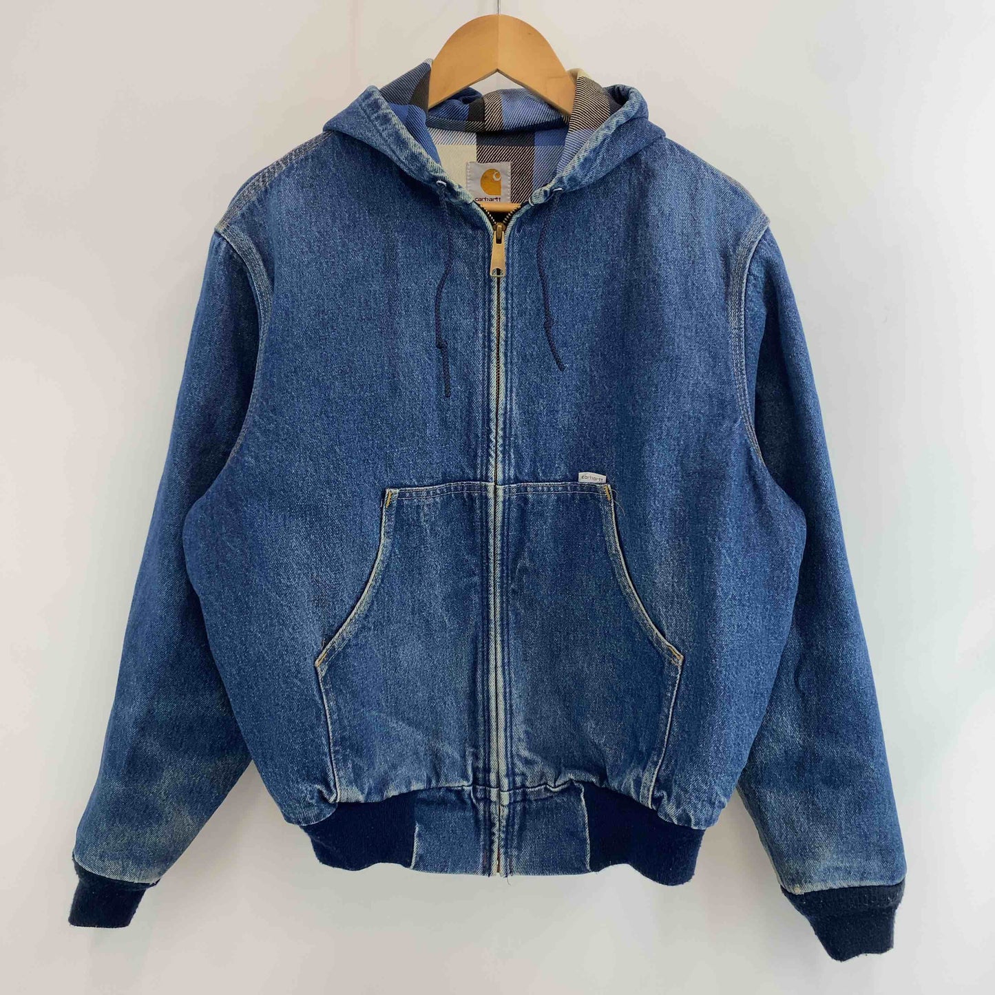 Carhartt カーハート メンズ Gジャン/デニムジャケット ブルー フード 裏地チェック