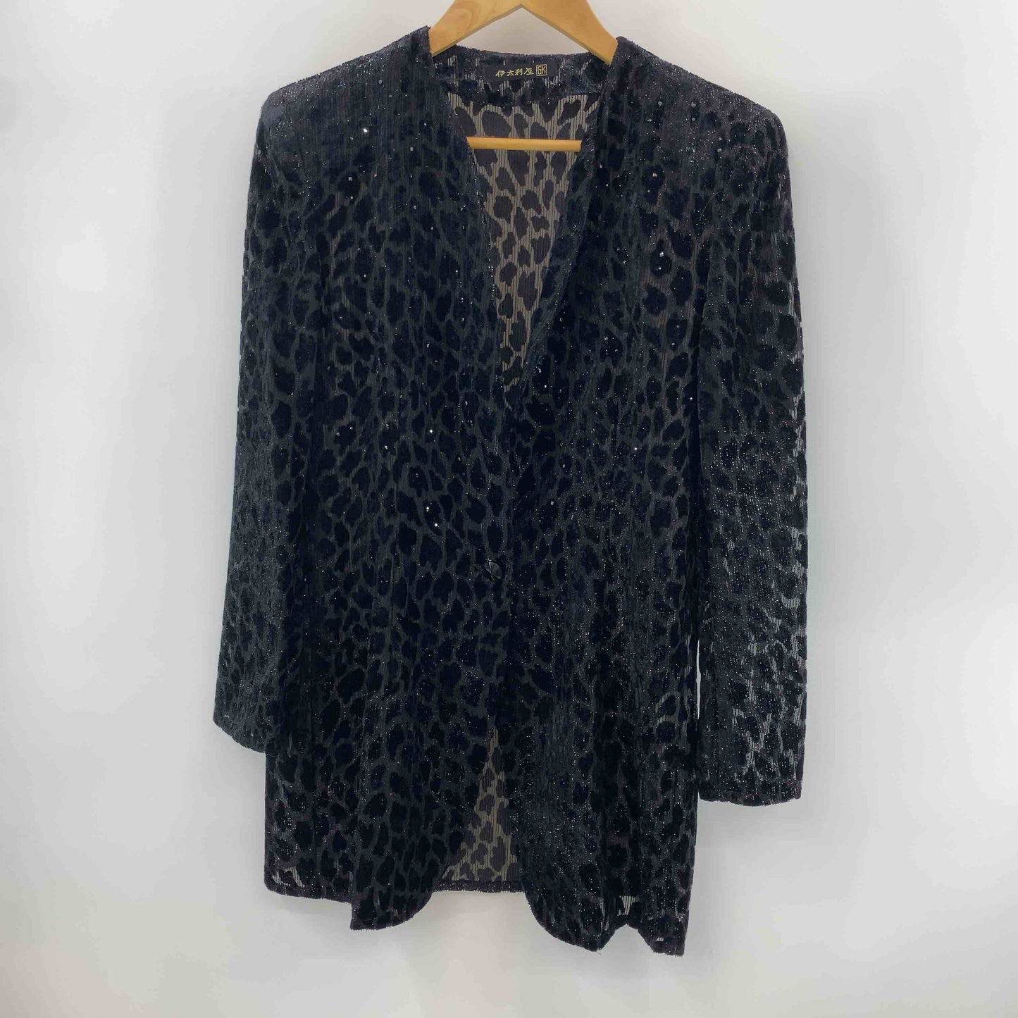 伊太利屋 イタリヤ レディース ノーカラージャケット 黒 シースルー