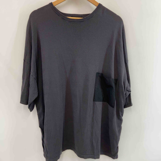 HARE ハレ メンズ Tシャツ　半袖　ニット　異素材ミックス　チャコールグレー
