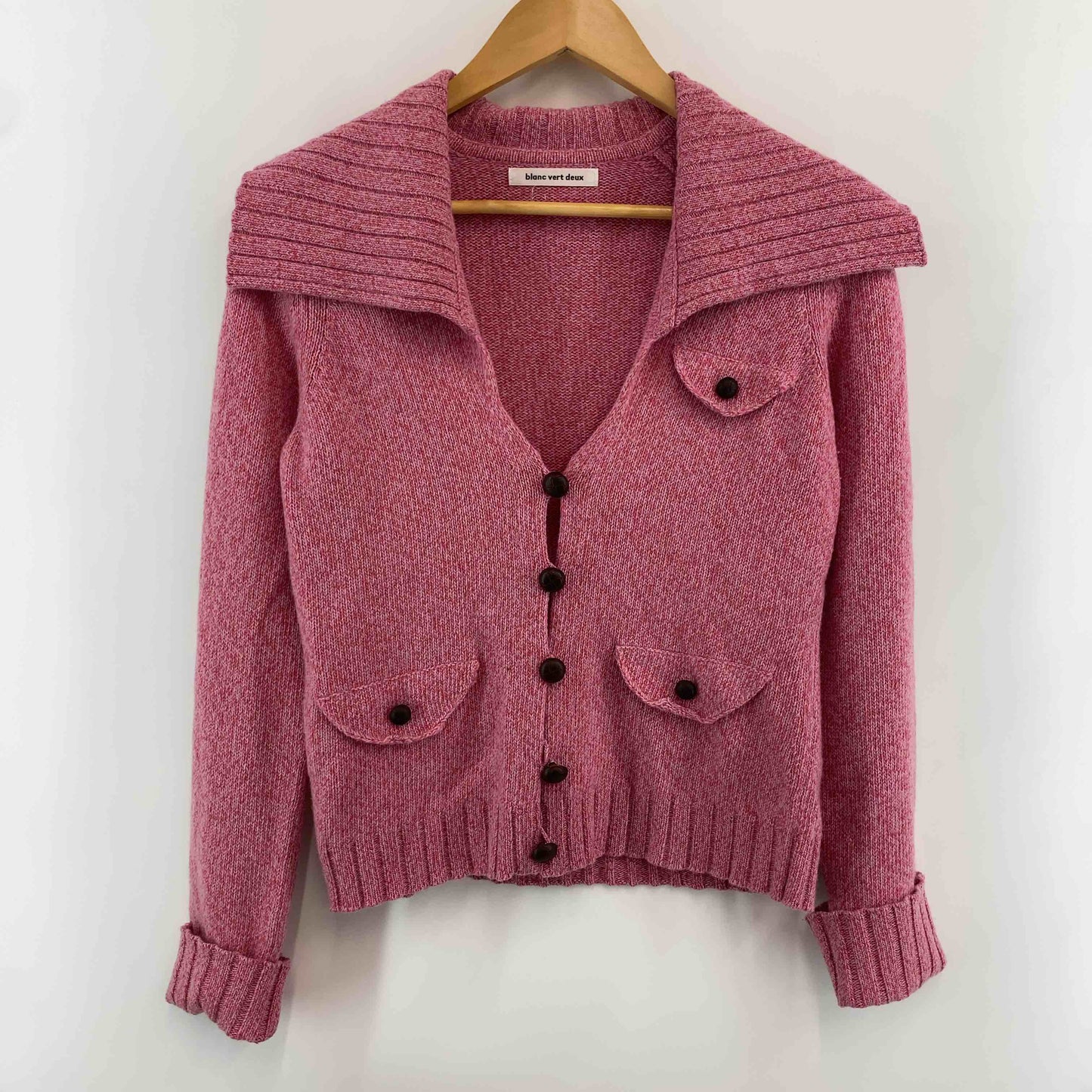 blanc vert deux  レディース カーディガン カシミヤ混 ピンクMIX