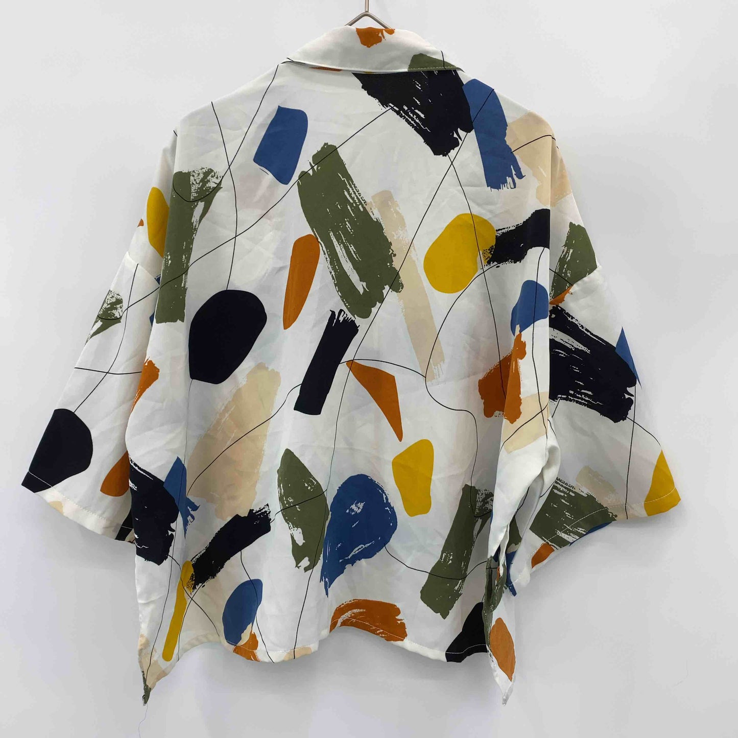 レディース 七分袖シャツ/ブラウス 総柄  ワイド ショート丈