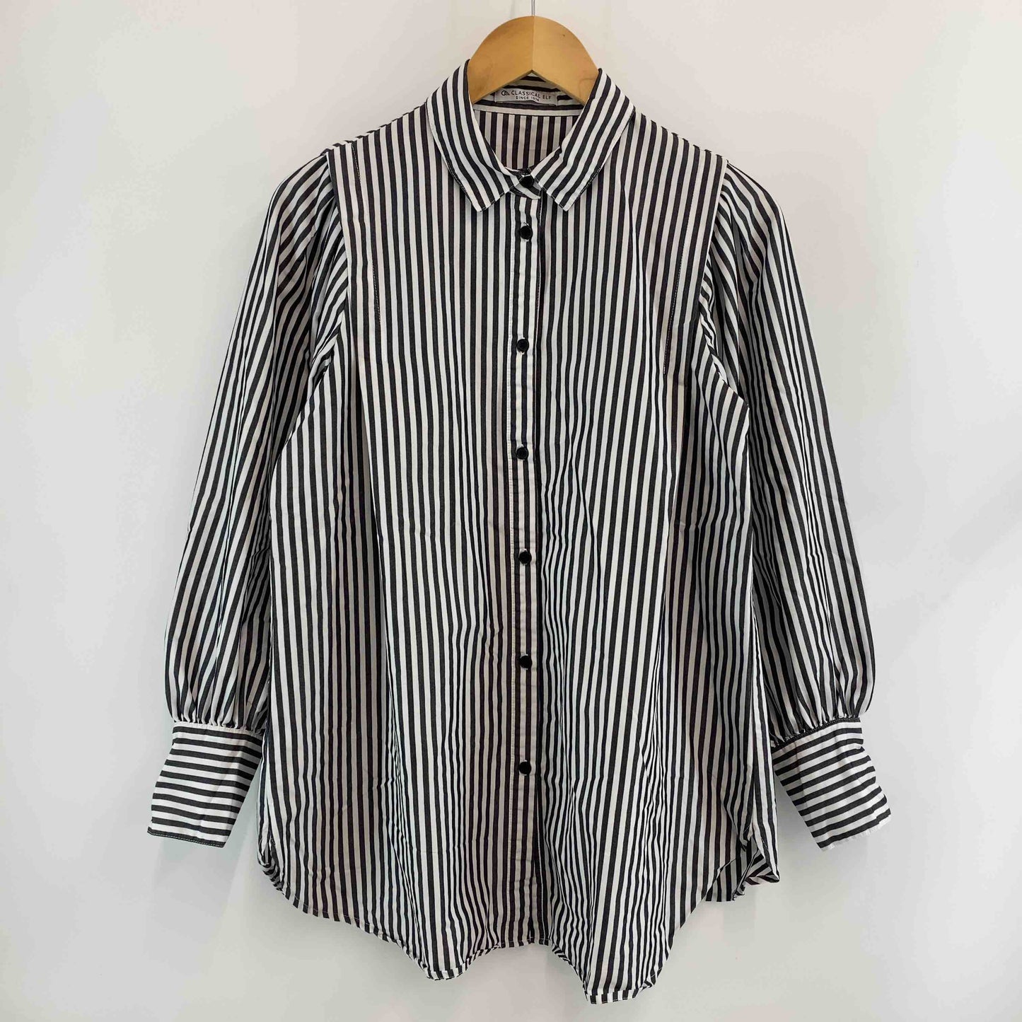 CLASSICAL ELF クラシカルエルフ レディース 長袖シャツ/ブラウス ストライプ柄 黒×白