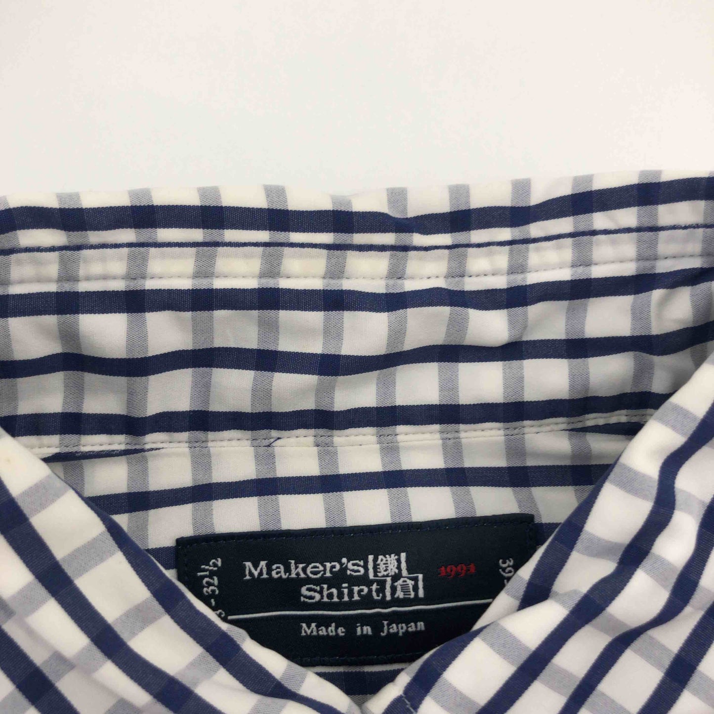 鎌倉ｼｬﾂ カマクラシャツ メンズ 長袖シャツ 白紺 チェック柄 tk