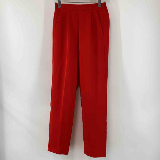 レディース カジュアルパンツ　タック　スラックス　ウエストゴム　赤