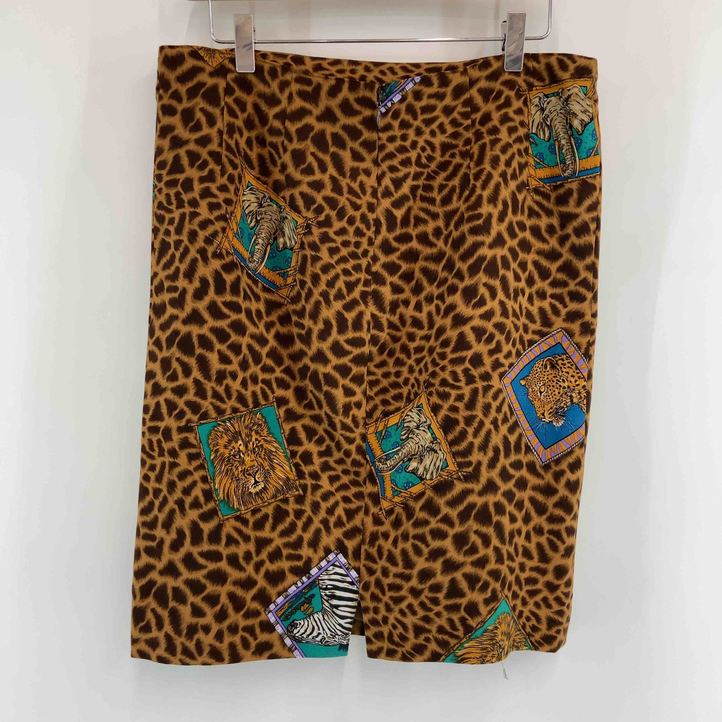 伊太利屋 イタリヤ レディース ひざ丈スカート アニマル柄 ブラウン系