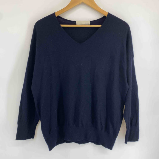 自由区 ジユウク Vネック　カシミア混　黒　ブラック　無地　長袖　レディース セーター