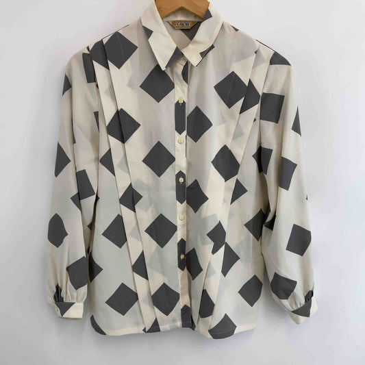 ㈱キング　ビンテージ　CAOLORE　スクエア　四角柄　白　ホワイト　インナー　  レディース 長袖シャツ/ブラウス