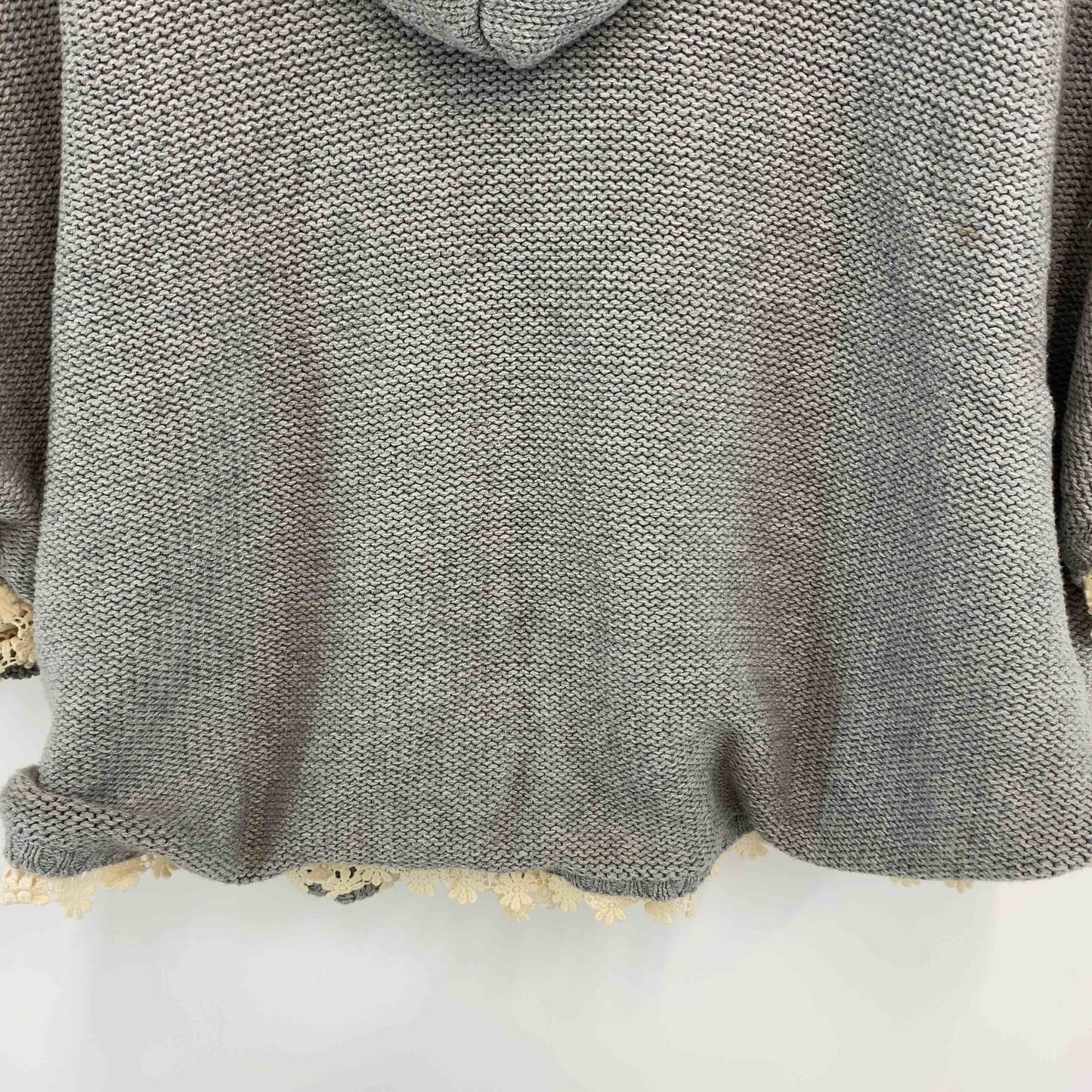 earth music&ecology アースミュージックアンドエコロジー レディース ポンチョ グレー ケーブルニット 綿混 裏地レース