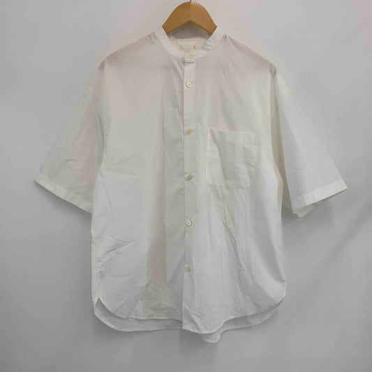 GU ジーユー メンズ 半袖シャツ　スタンドカラー　無地　胸ポケット　白