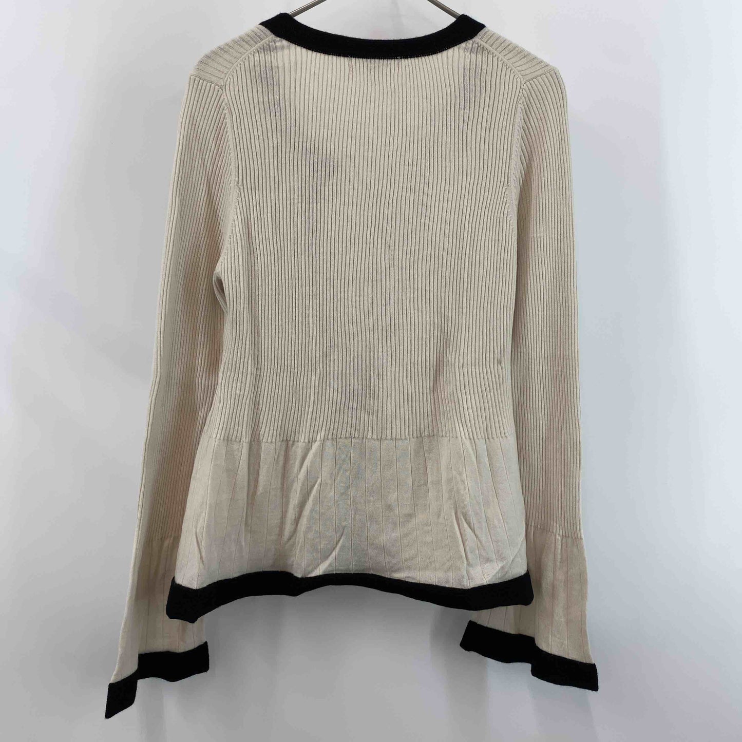 自由区 ジユウク レディース カーディガン　毛混　リブ　バイカラー　ベージュ系