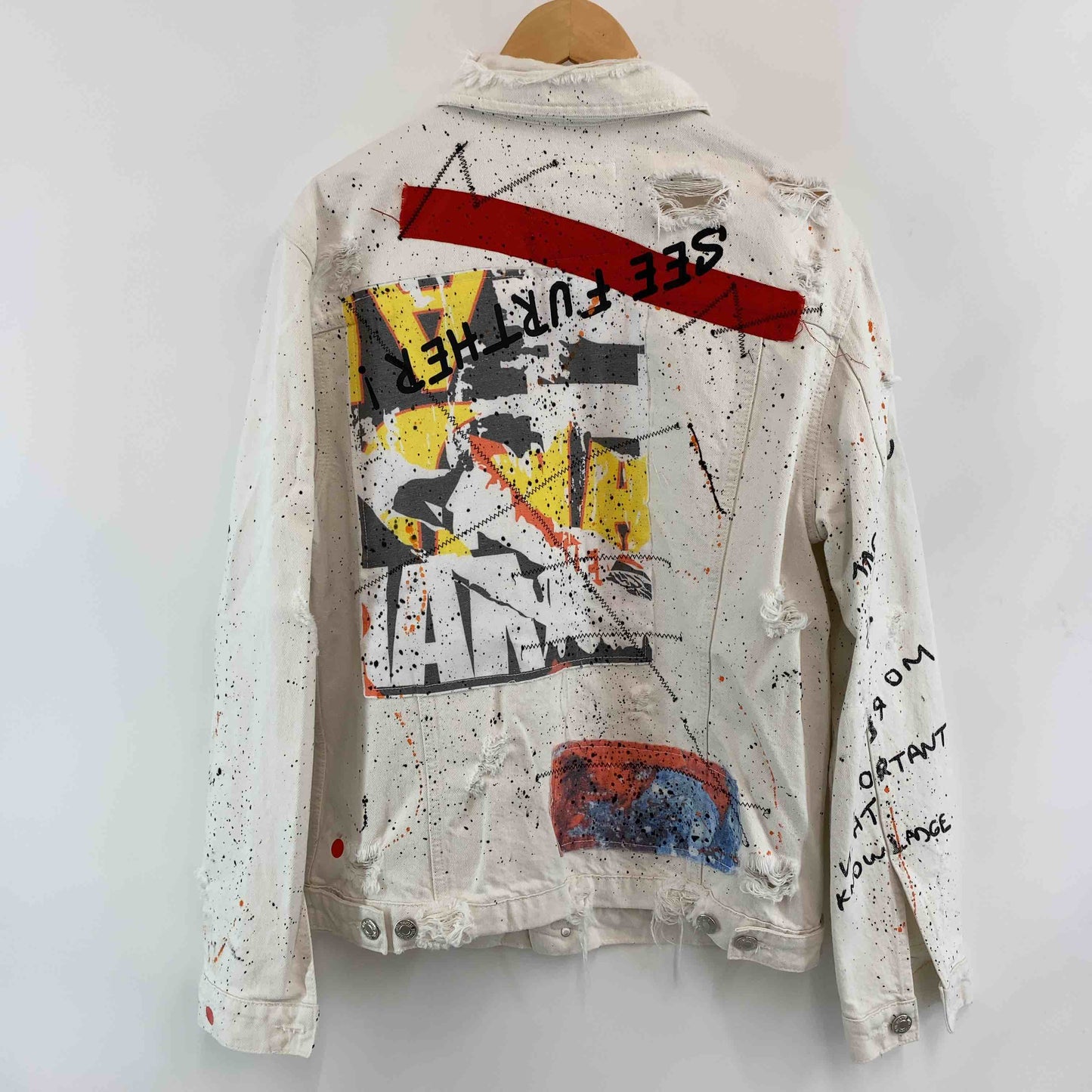 ZARA ザラ メンズ Gジャン/デニムジャケット ホワイトデニム ペイント