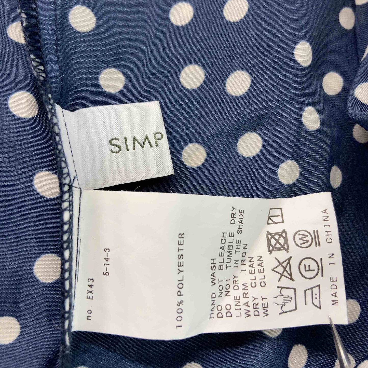 Simplicite シンプリシテェ レディース 長袖シャツ/ブラウス ドット ネイビー