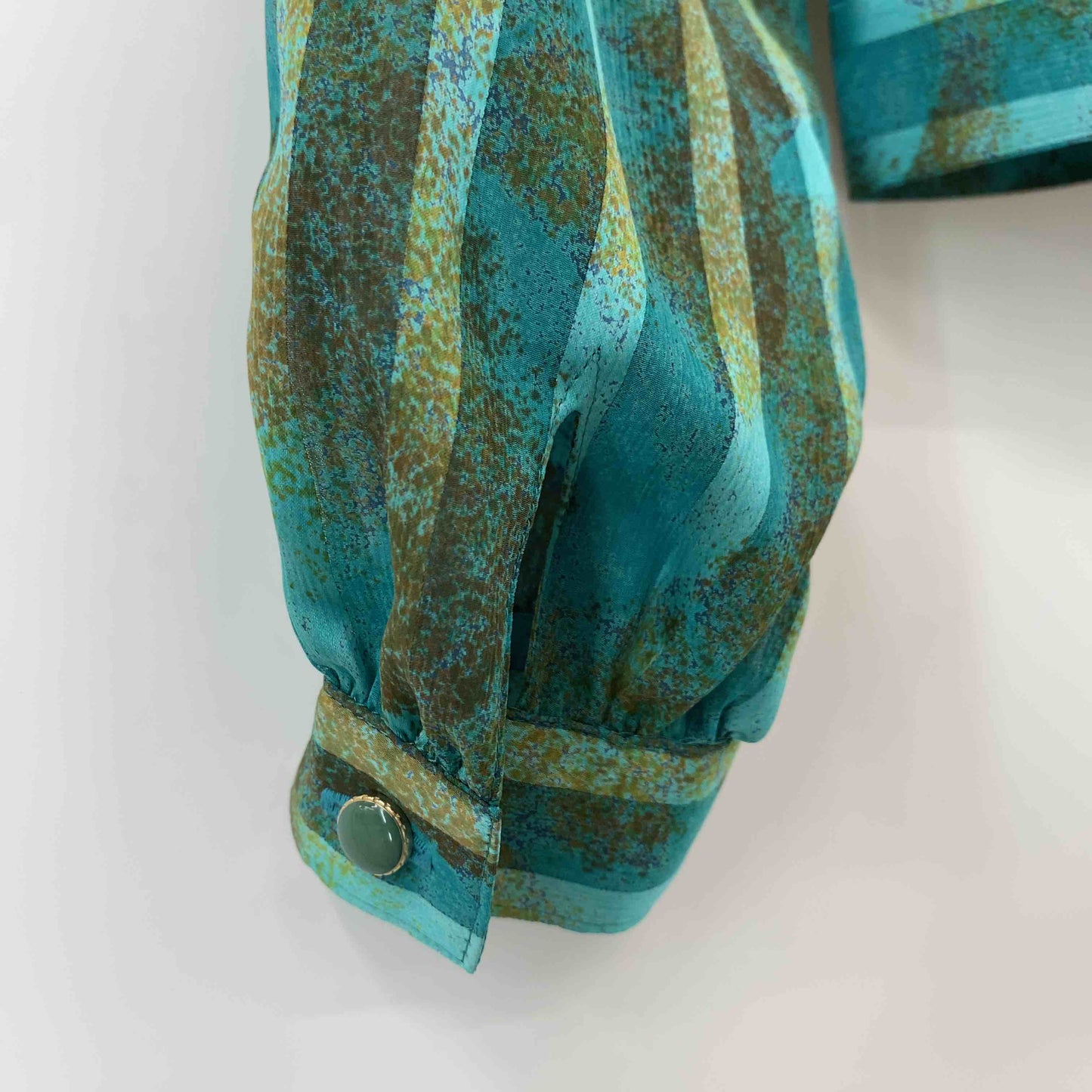 東京スタイル　ビンテージ　昭和レトロ　グリーン　ストライプ　その他  レディース 半袖ワンピースとブラウスのセットアップ