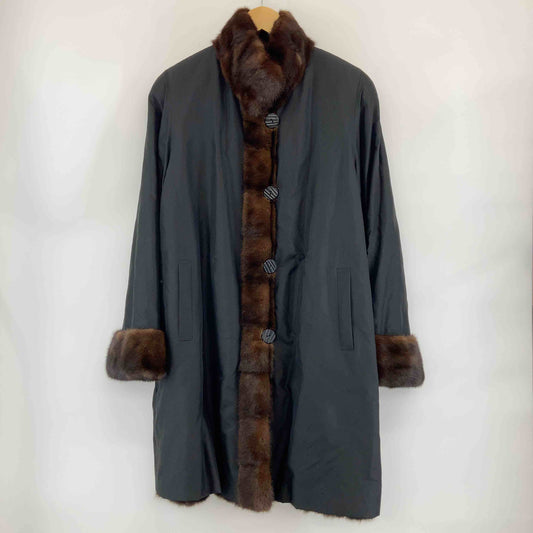 レディース 毛皮 ファーコート リバーシブル 茶色 黒 スタンドカラー