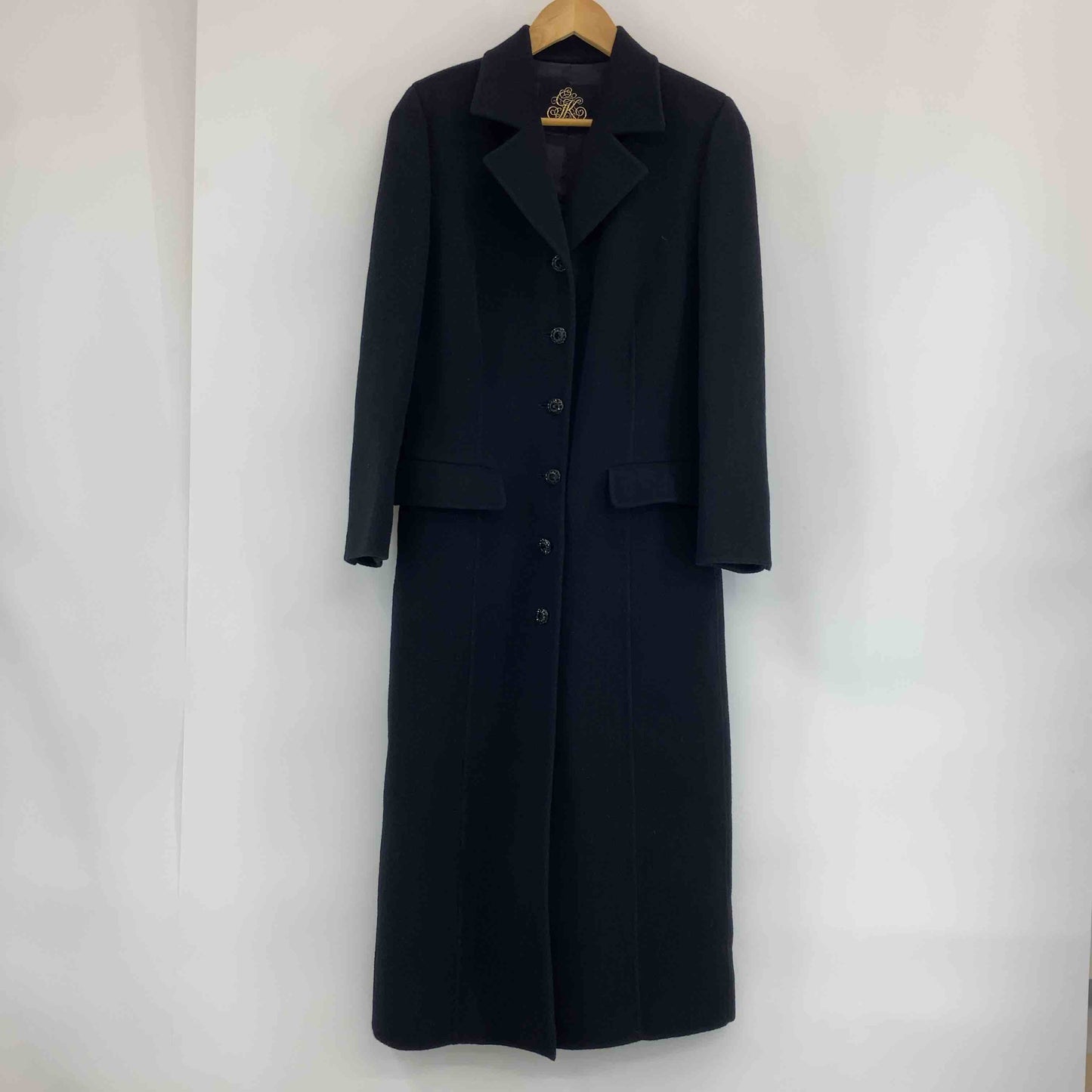 伊太利屋 イタリヤ レディース チェスターコート 黒 アンゴラ混