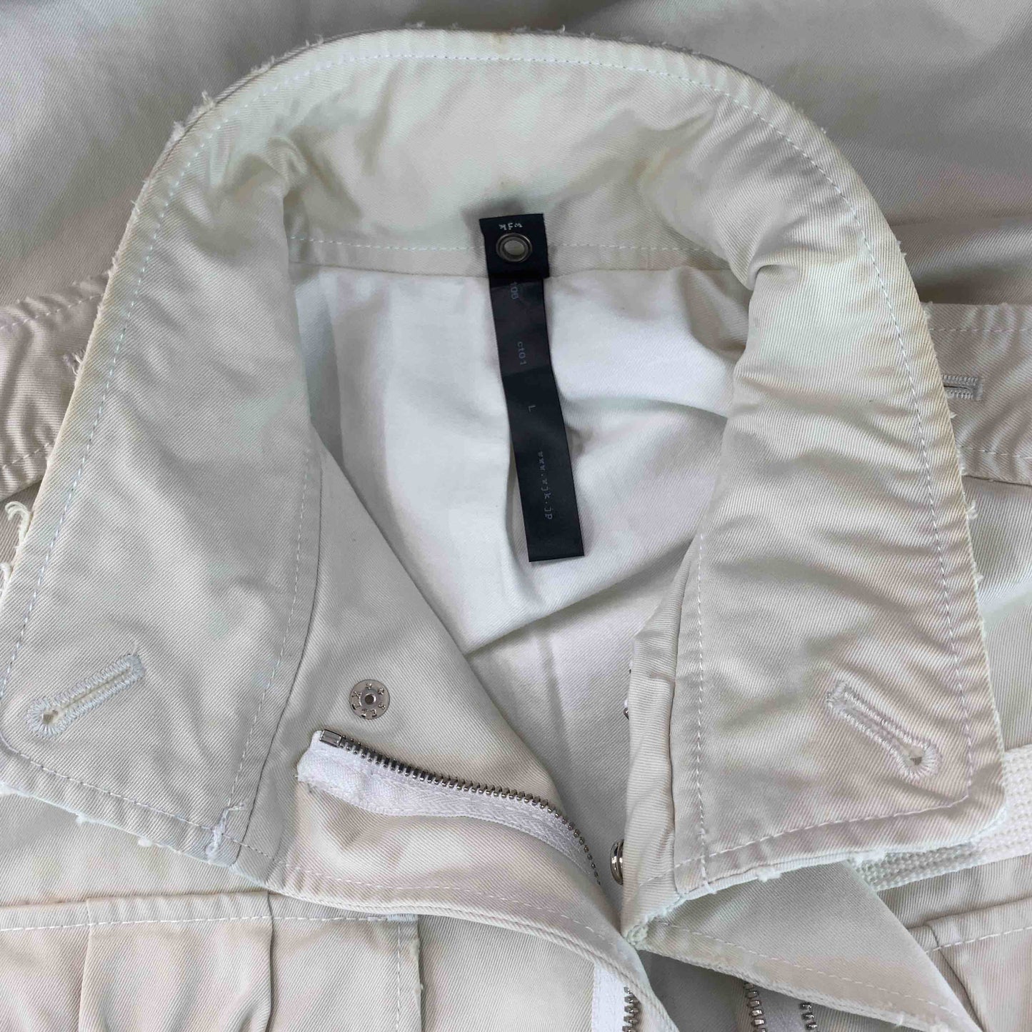 WJK ダブルジェイケイ メンズ ミリタリージャケット ライトベージュ ドローストリング ダメージ加工