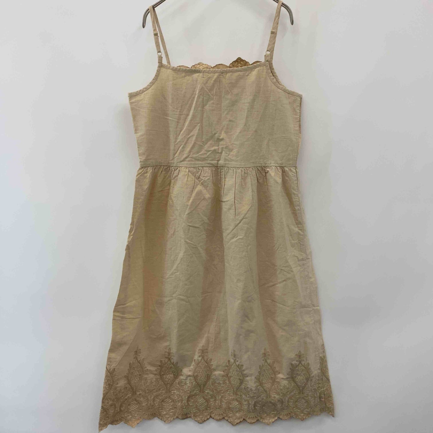 pual ce cin ピュアルセシン レディース ひざ丈ワンピース キャミワンピース ベージュ 刺繍入り
