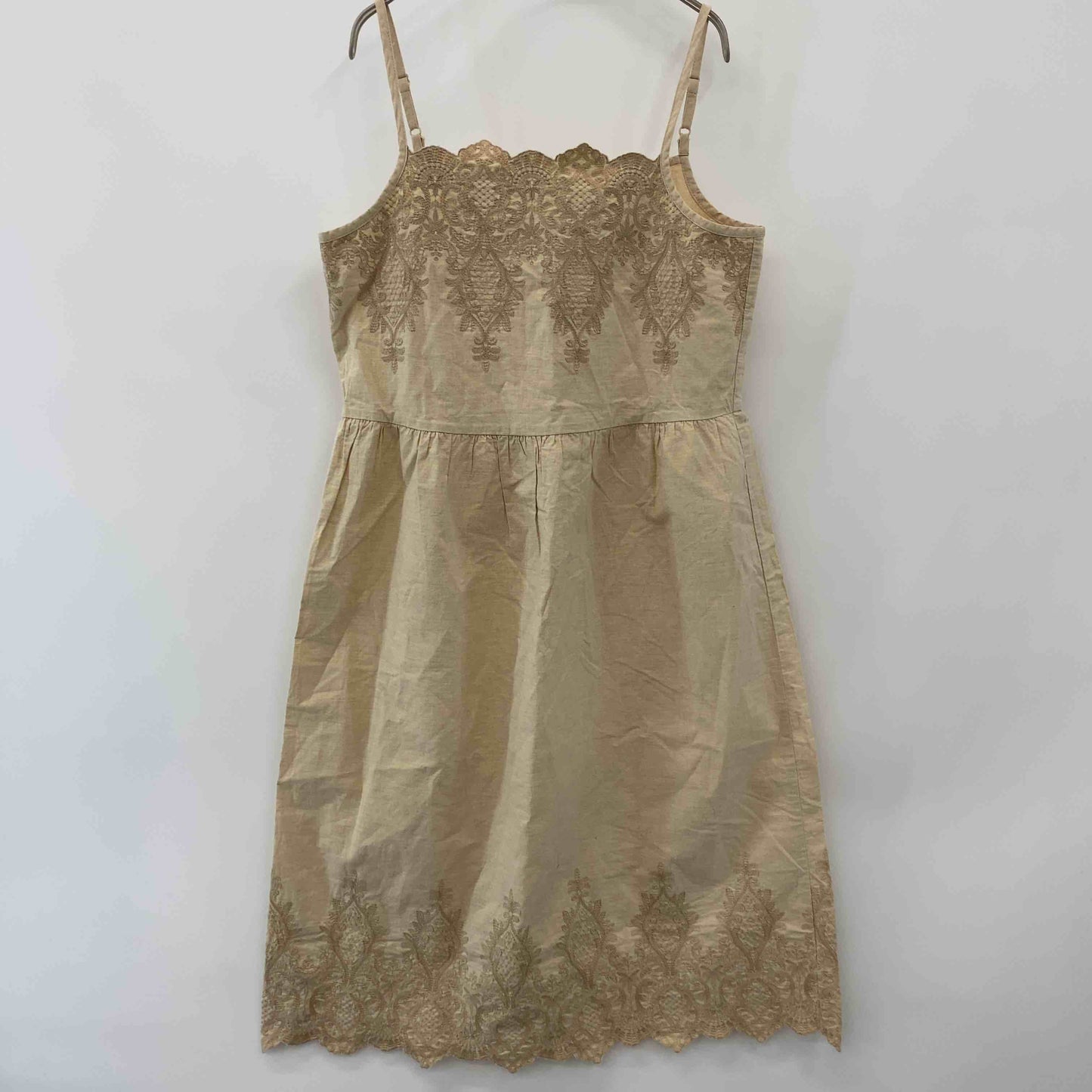 pual ce cin ピュアルセシン レディース ひざ丈ワンピース キャミワンピース ベージュ 刺繍入り