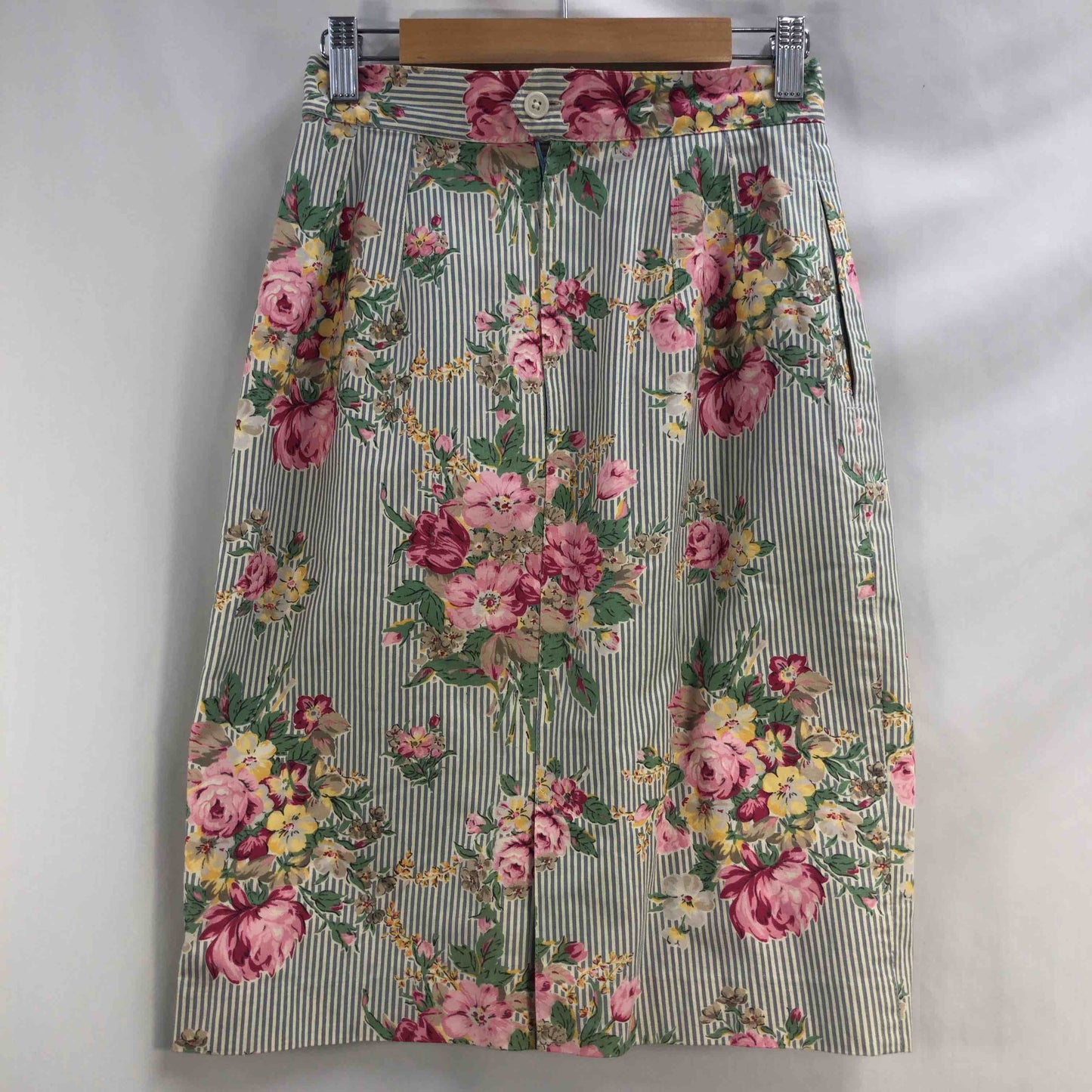 NILE PERCH ナイルパーチ レディース ひざ丈スカート グレー 花柄ストライプ tk