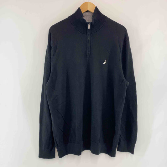 NAUTICA ノーティカ メンズ ニット/セーター　ブラック　ハーフジップアップ