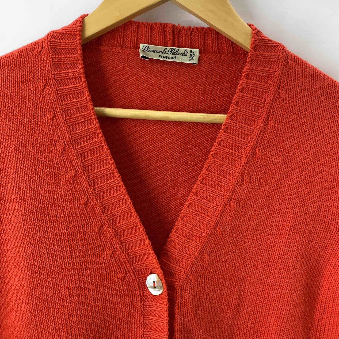 レディース カーディガン   オレンジ イタリア製 カシミア混 サイズM