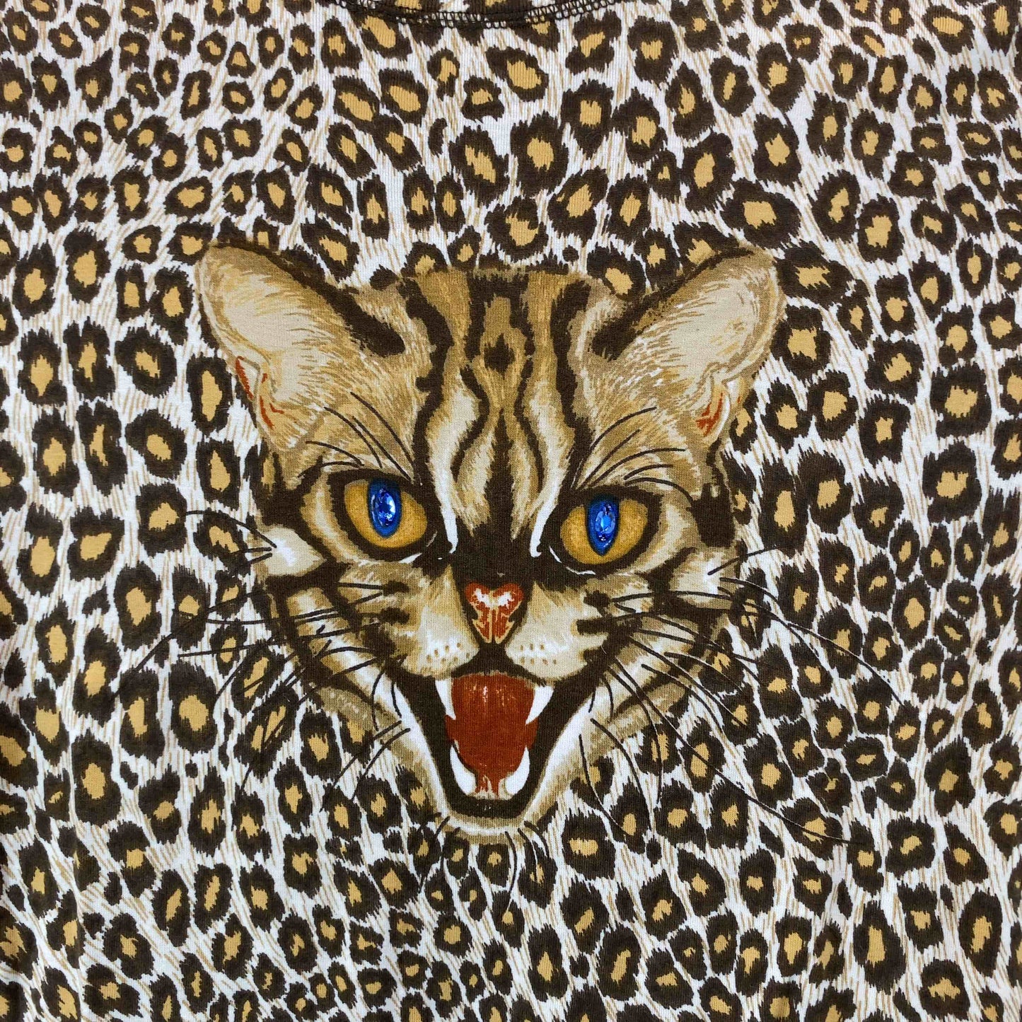 伊太利屋 イタリヤ レディース Tシャツ　長袖カットソー　ヒョウ柄　アニマル柄　装飾　ブラウン