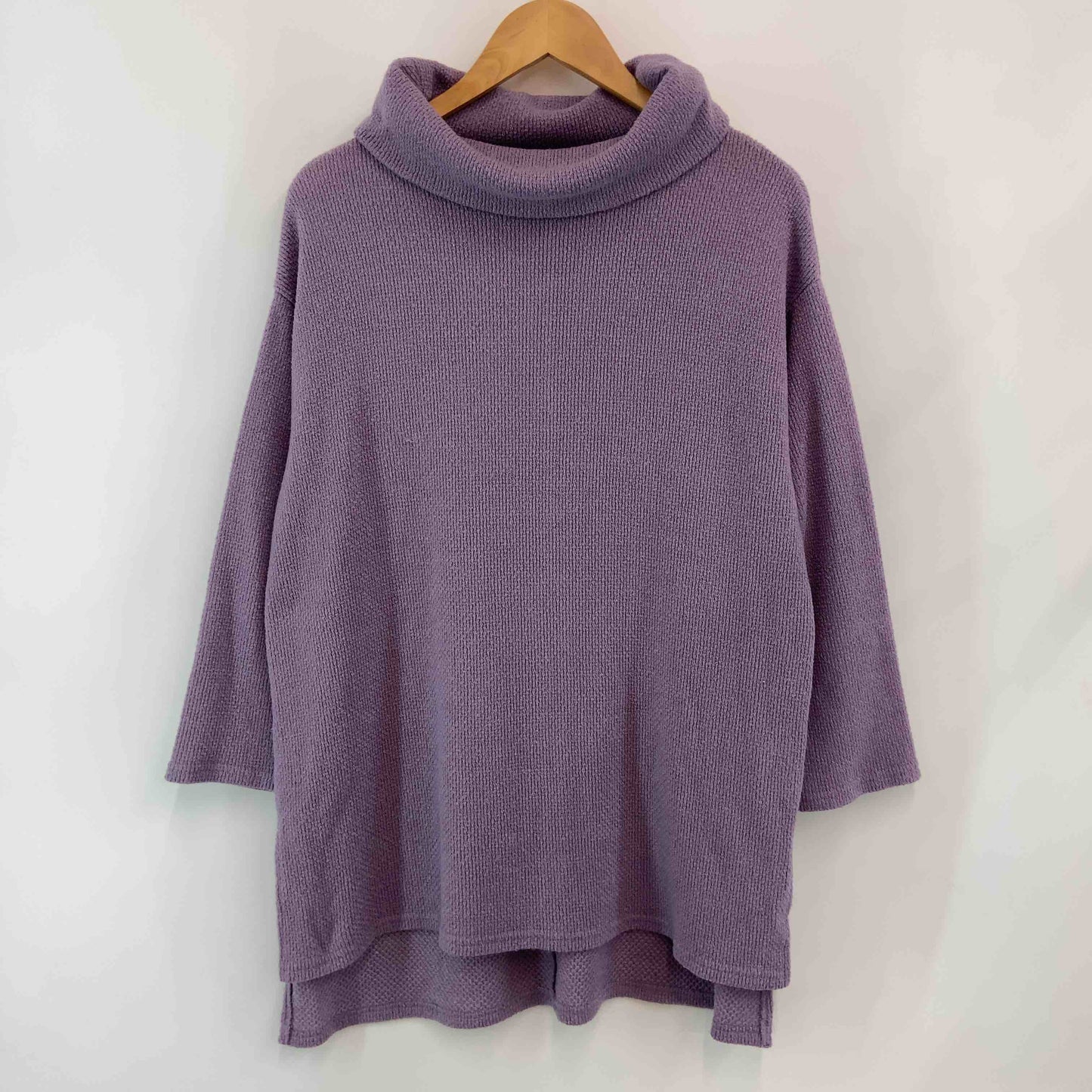 レディース チュニック　タートルネック　アシンメトリ　紫