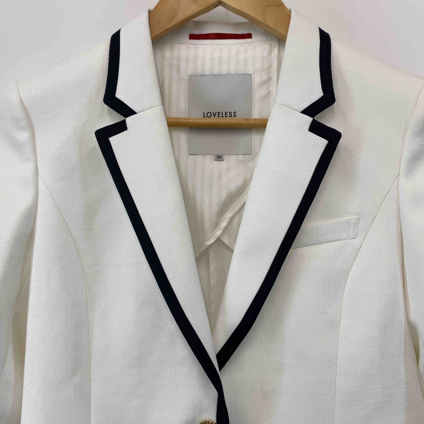 LOVELESS ラブレス レディース テーラードジャケット スプリングジャケット ホワイト パイピングテープ