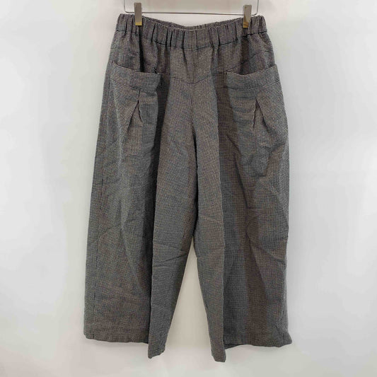 岩見銀山 群言堂 レディース カジュアルパンツ ガウチョパンツ 千鳥格子 黒 グレー