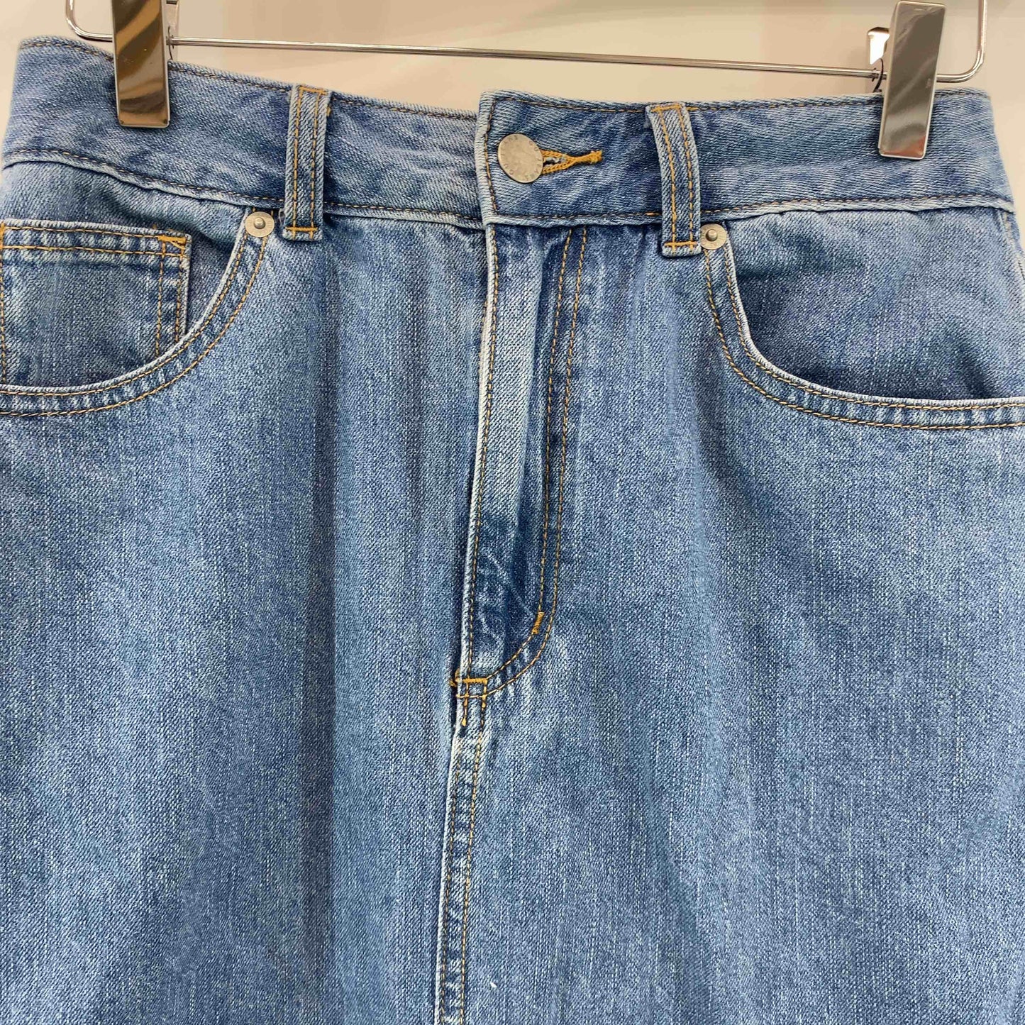 GU ジーユー レディース ロングスカート デニム 裾フリンジ スリット