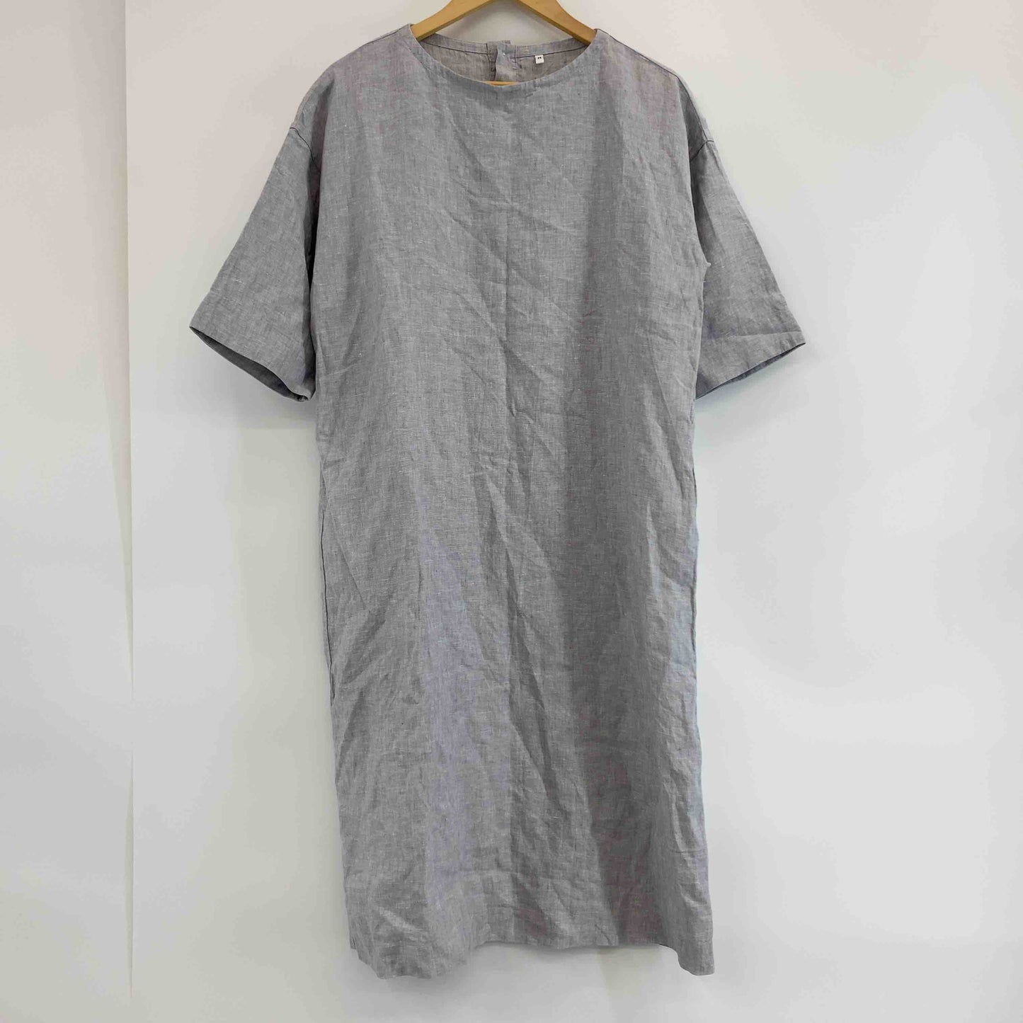 無印良品 レディース 半袖　ロングワンピース　麻100％　グレー