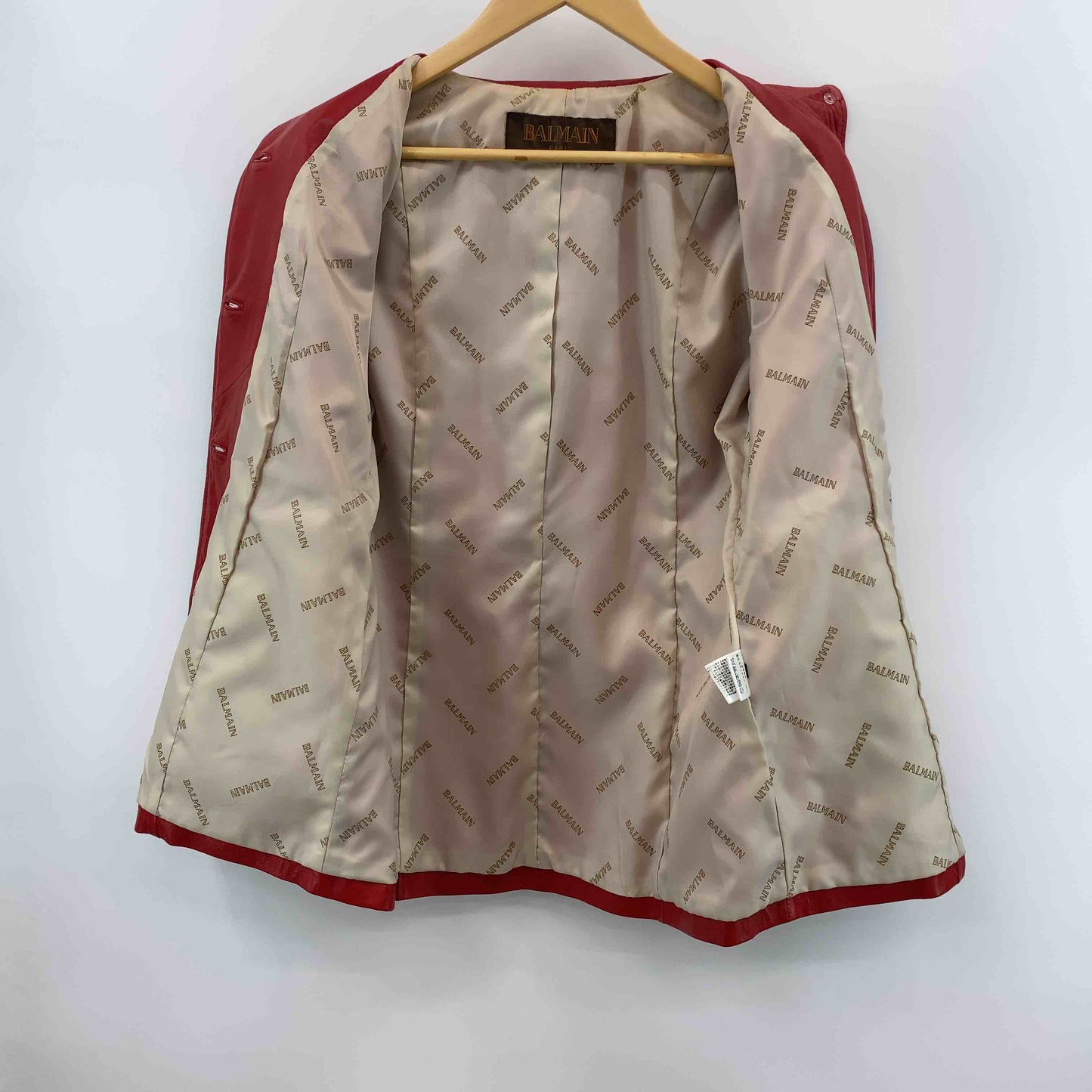 BALMAIN バルマン　赤　レッド　襟付き　 レザージャケット