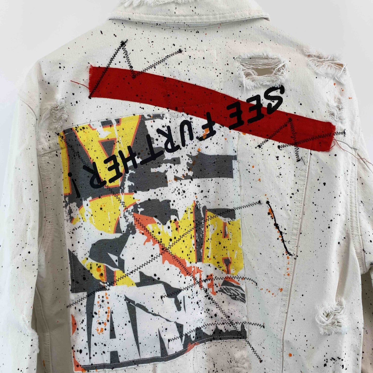 ZARA ザラ メンズ Gジャン/デニムジャケット ホワイトデニム ペイント