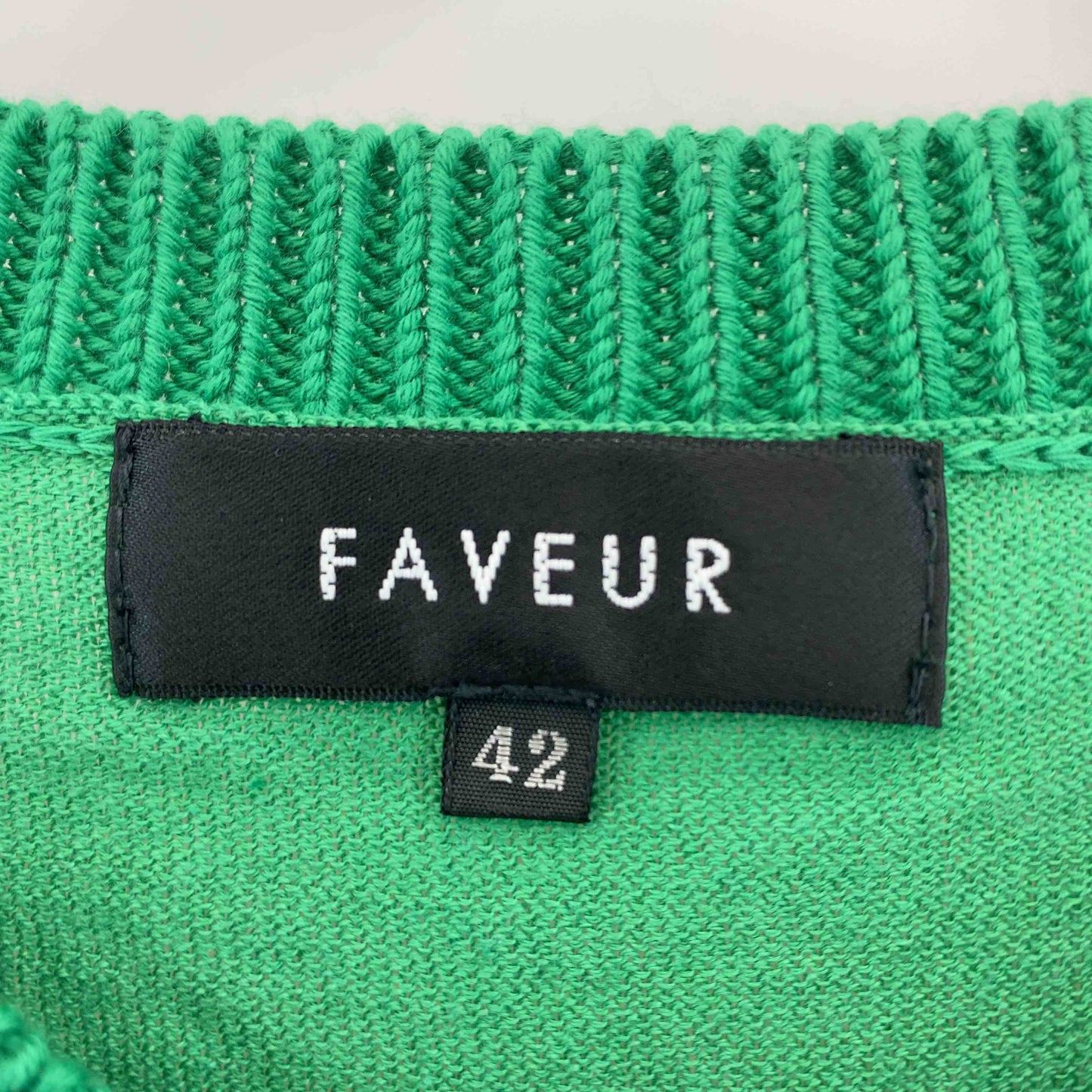 FAVEUR　ファヴール　グリーン　緑　長袖　シルク　絹混　サイズ42/L　 レディース ニット/セーター
