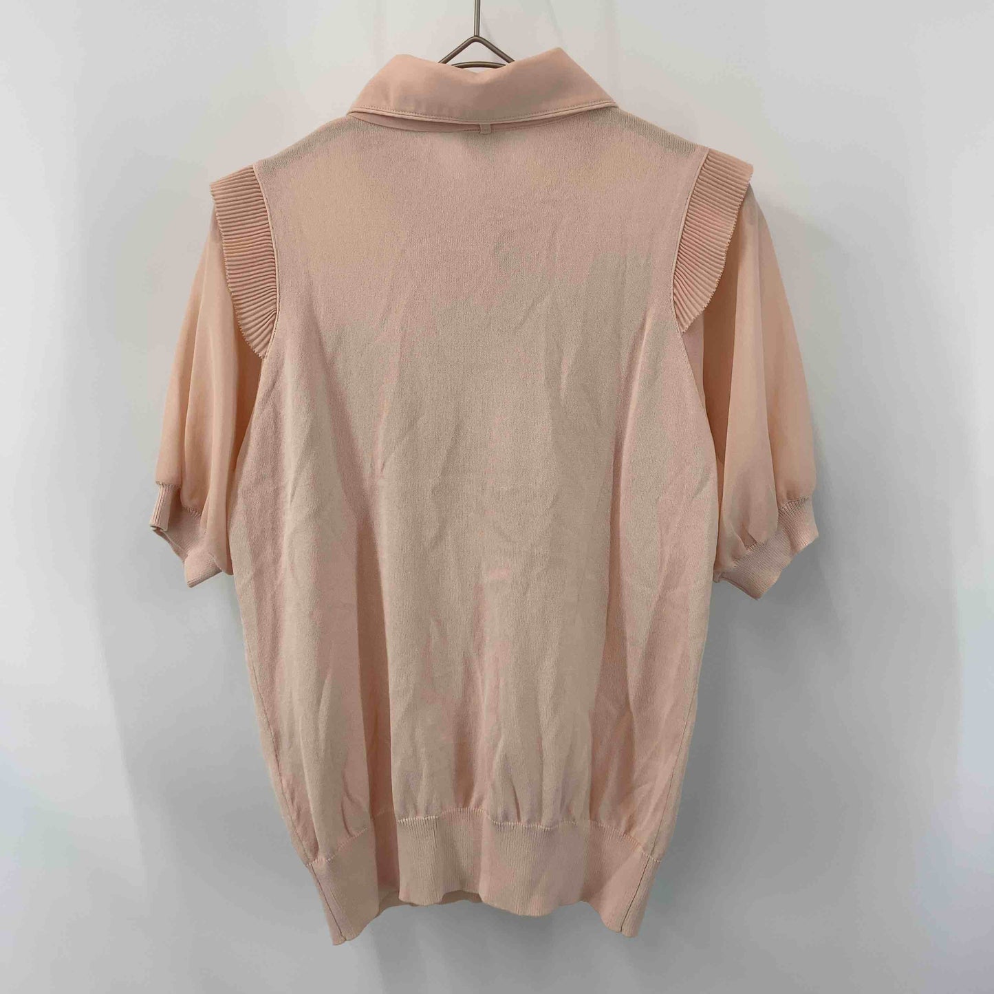 Sov. ソブ レディース 半袖ニット　ブラウス　リボン　フリル　ピンク